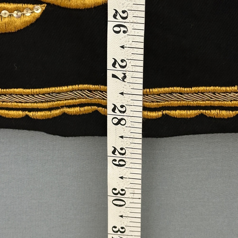 Giclee Womens Jacket Plus 2X Black Gold Embroidered Sequin Mandarin Royal Ornate - Picture 8 of 10